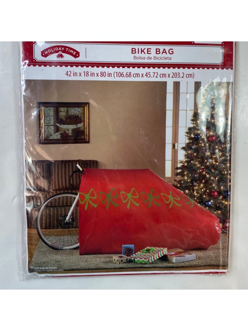 Holiday Time Bike Bag 42" X 18" X 80" Red & Green Christmas Storage Cover For Bi